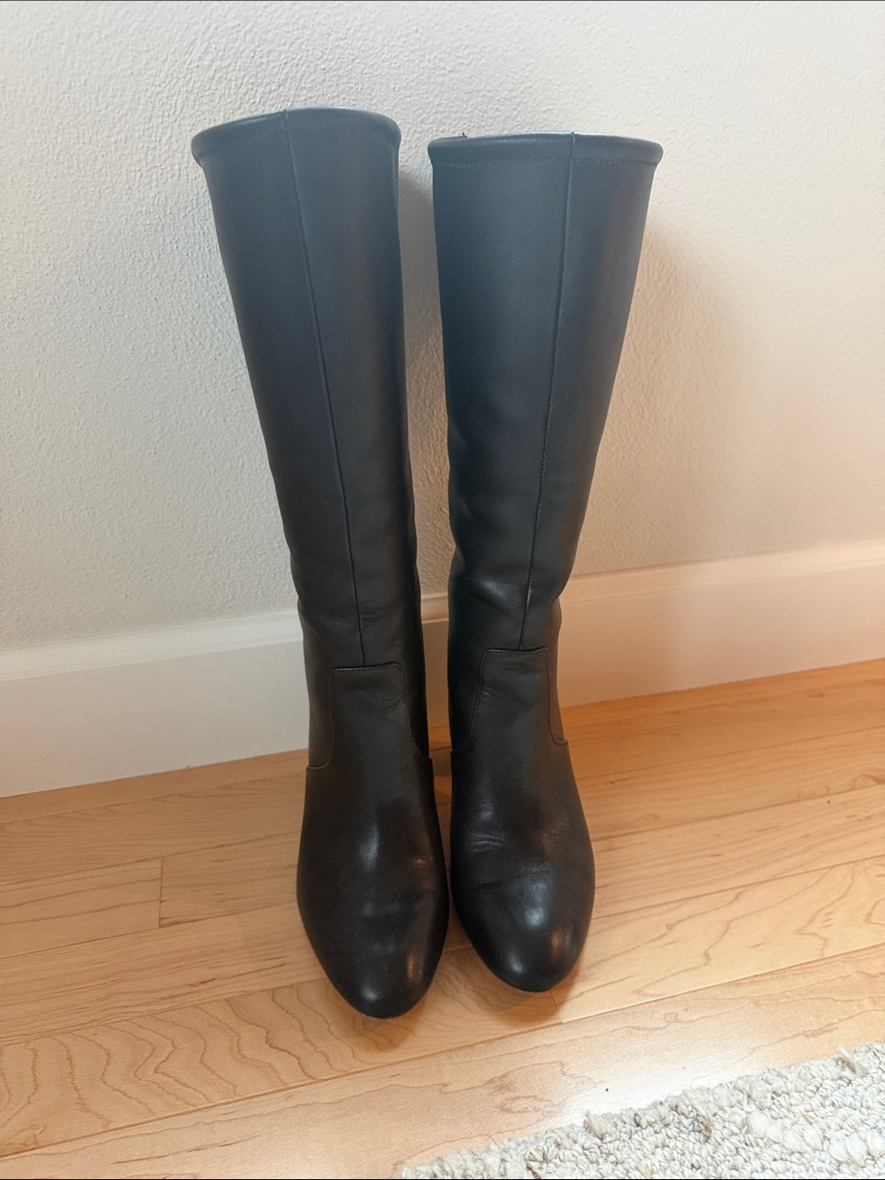 Loeffler Randall Black Tall Leather Knee Boots